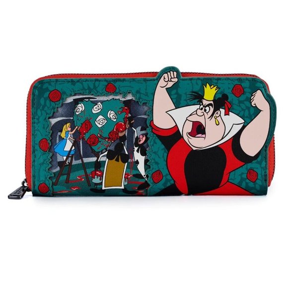 Loungefly Disney Queen of Hearts Villain Scene Mini Backpack & Zip Around Wallet - Picture 8 of 16